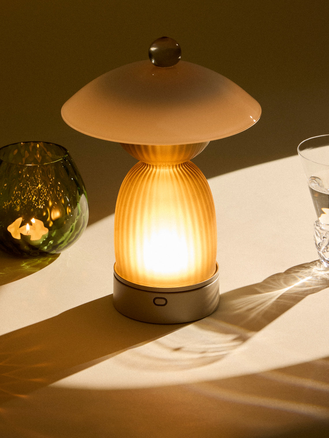 NasonMoretti - Jingasa Hand-Blown Murano Glass Portable Table Light - White - ABASK