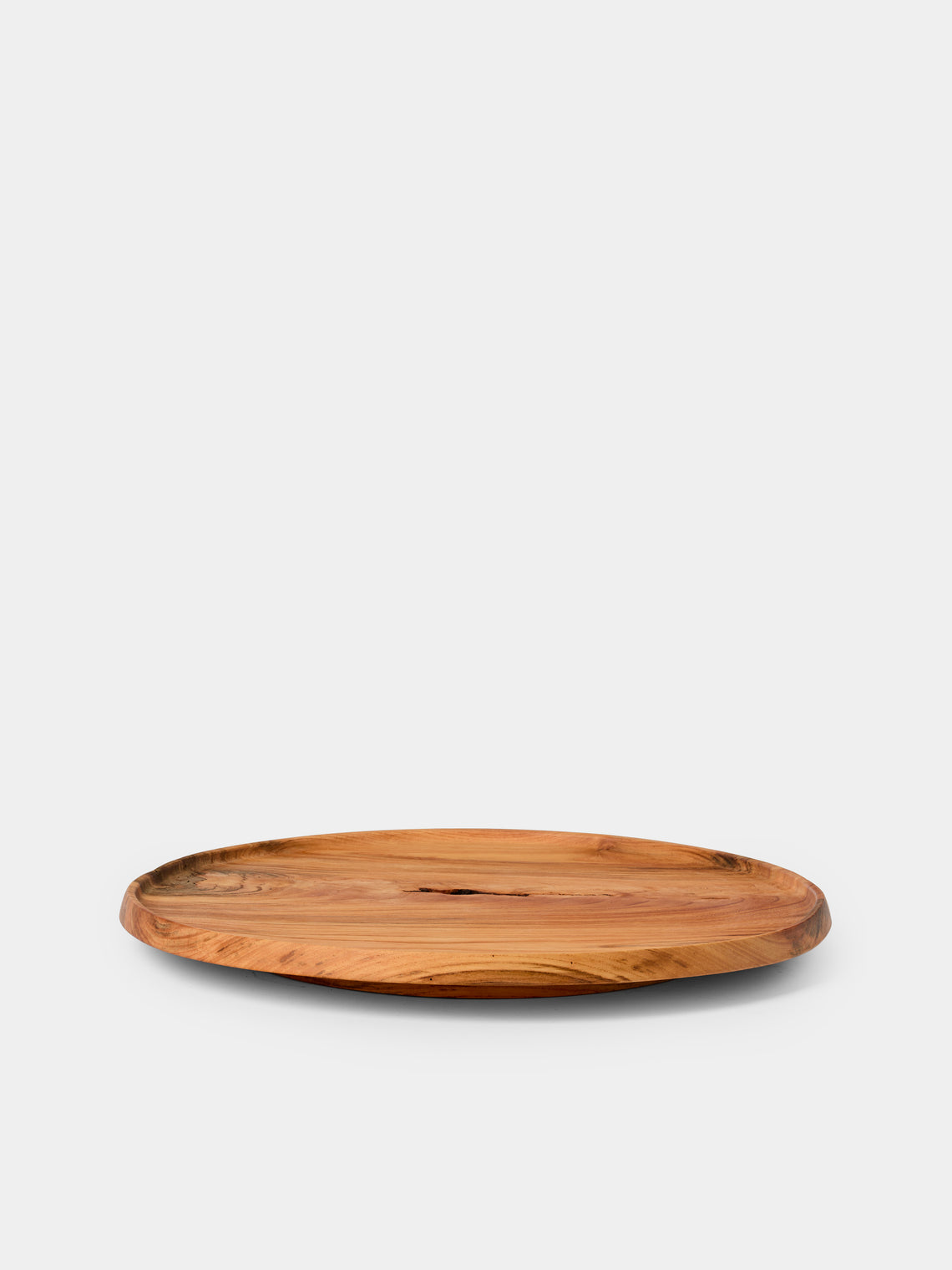 Iida Woodturning - Hand-Turned Zelkova Oil-Finish Tray (18in/46cm) - Brown - ABASK - 
