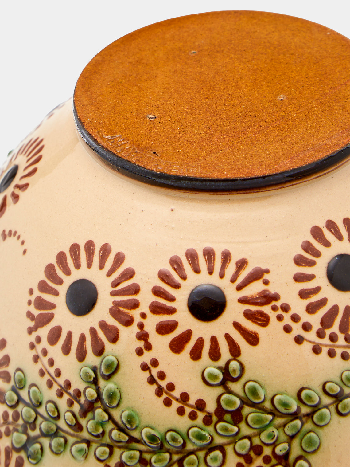Poterie d’Évires - Flowers Hand-Painted Ceramic Small Fluted Serving Bowl - Cream - ABASK