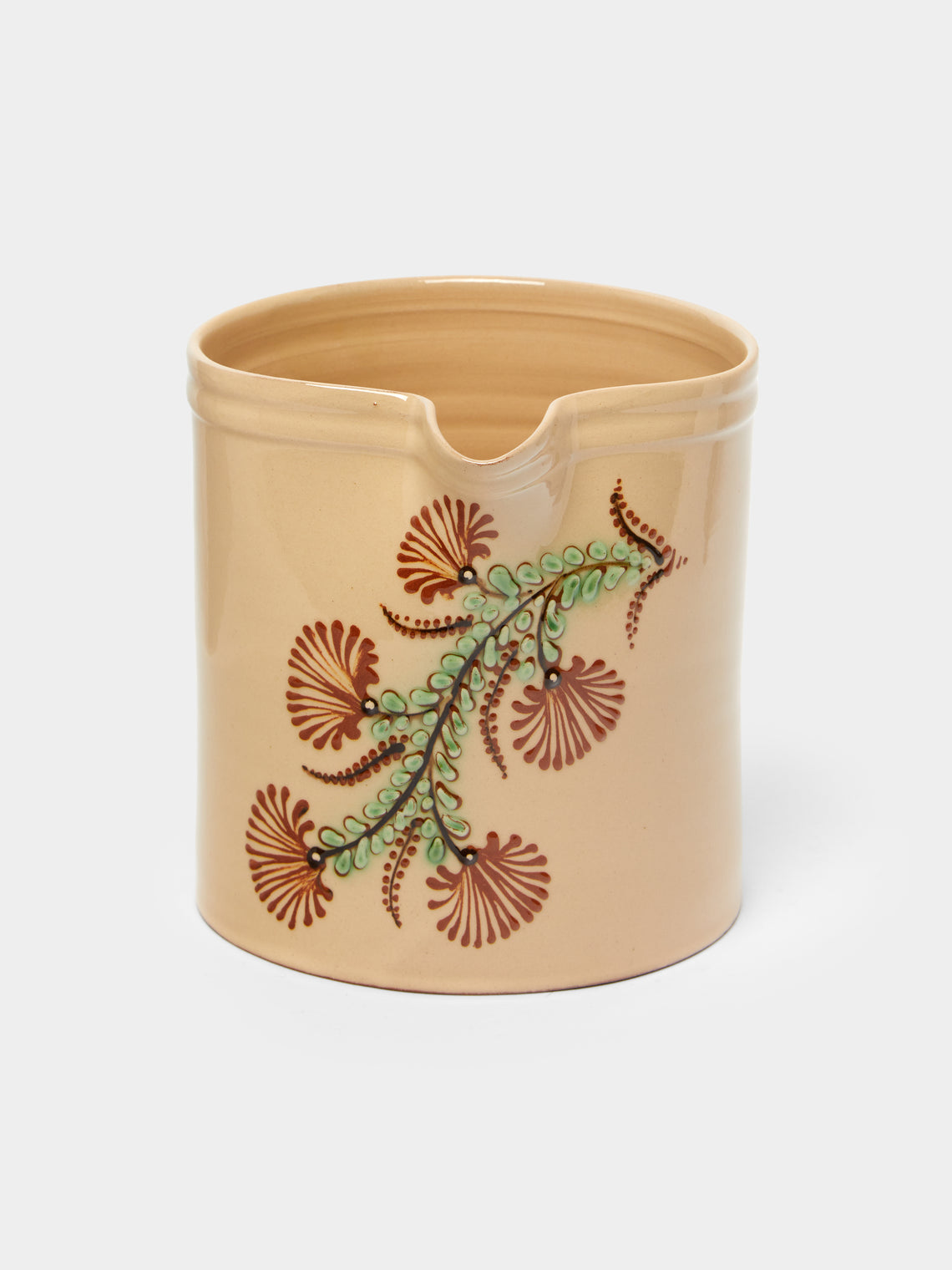 Poterie d’Évires - Flowers Hand-Painted Ceramic Straight-Edge Jug -  - ABASK