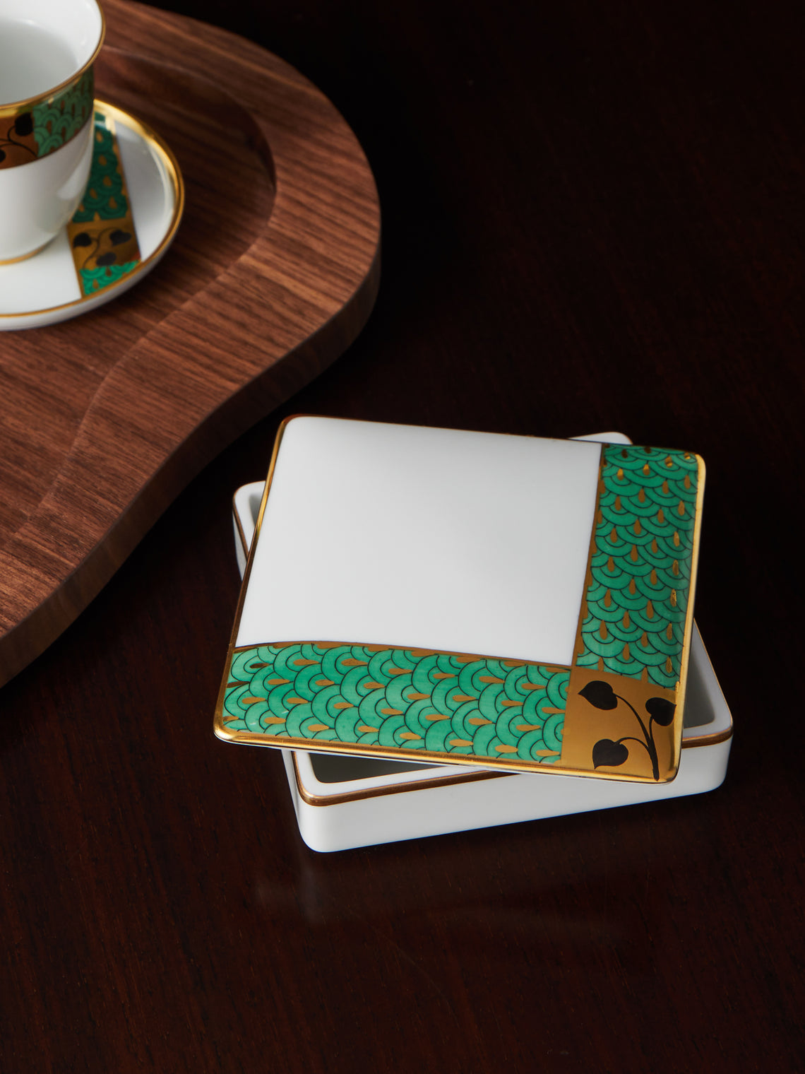 Augarten - Secession Hand-Painted Porcelain Square Box -  - ABASK