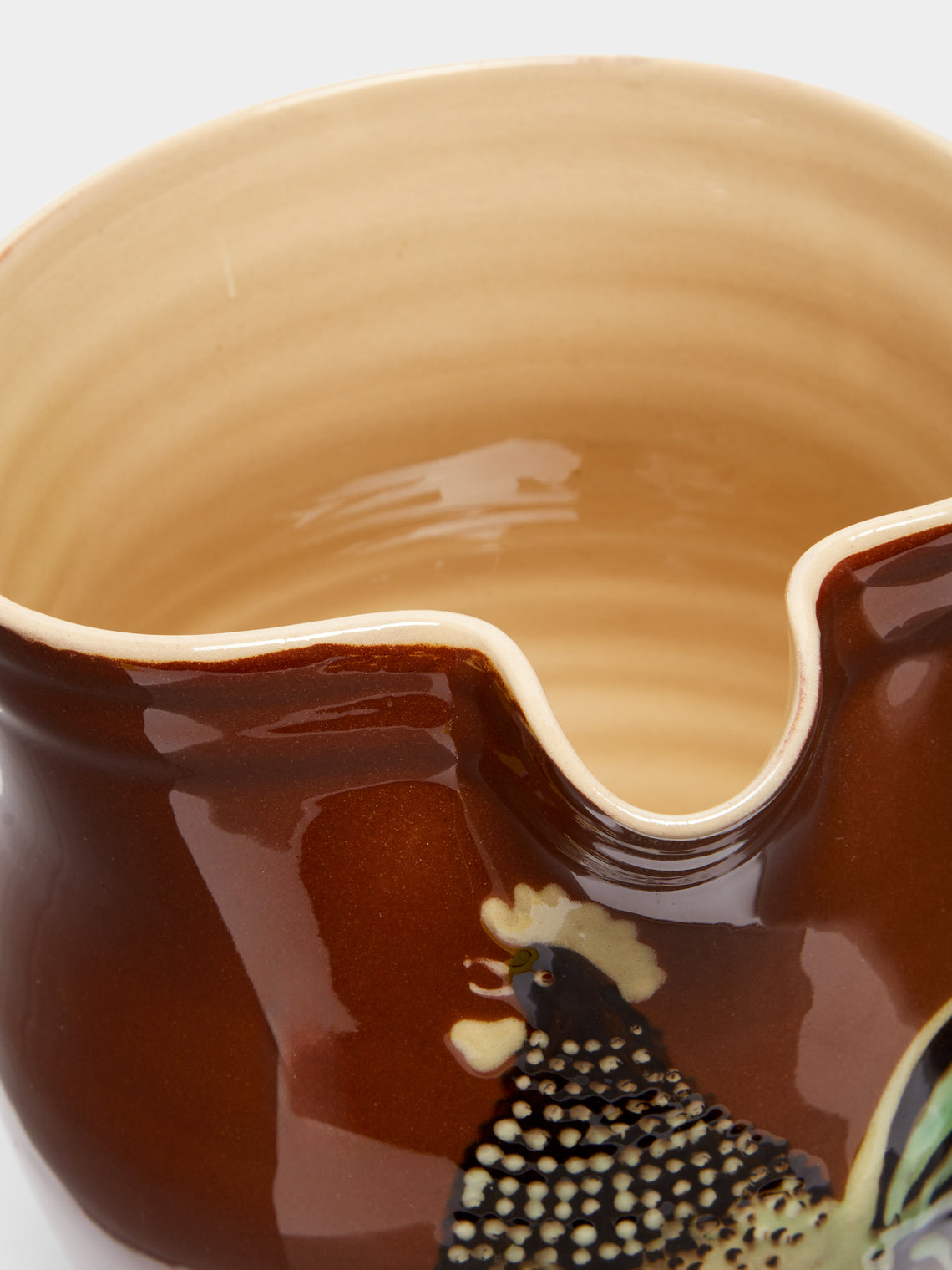 Poterie d’Évires - Chickens Hand-Painted Ceramic Rounded Jug -  - ABASK