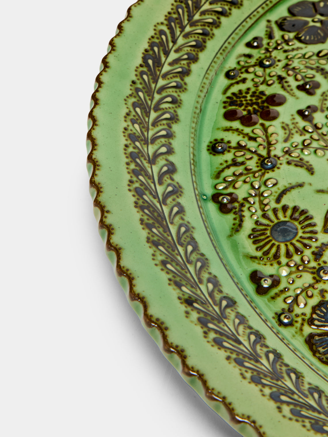 Poterie d’Évires - Flowers Hand-Painted Ceramic Round Platter -  - ABASK