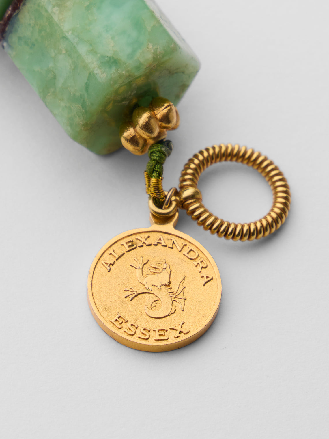 Mahnaz Collection - Vintage Alexandra Essex 18-Karat Yellow Gold and Chrysoprase Bead Hexagonal Necklace - Green - ABASK