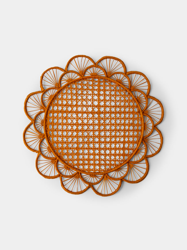 CasaLatina - Margarita Handwoven Iraca Palm Placemats (Set of 4) - Orange - ABASK - 