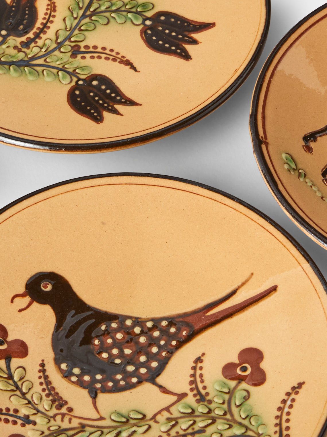 Poterie d’Évires - Animals Hand-Painted Ceramic Plates – 5.5in/14cm (Set of 4) - Cream - ABASK