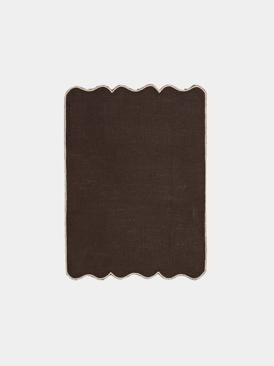 Los Encajeros - Valver Embroidered Linen Cocktail Napkins (Set of 6) -  - ABASK - 