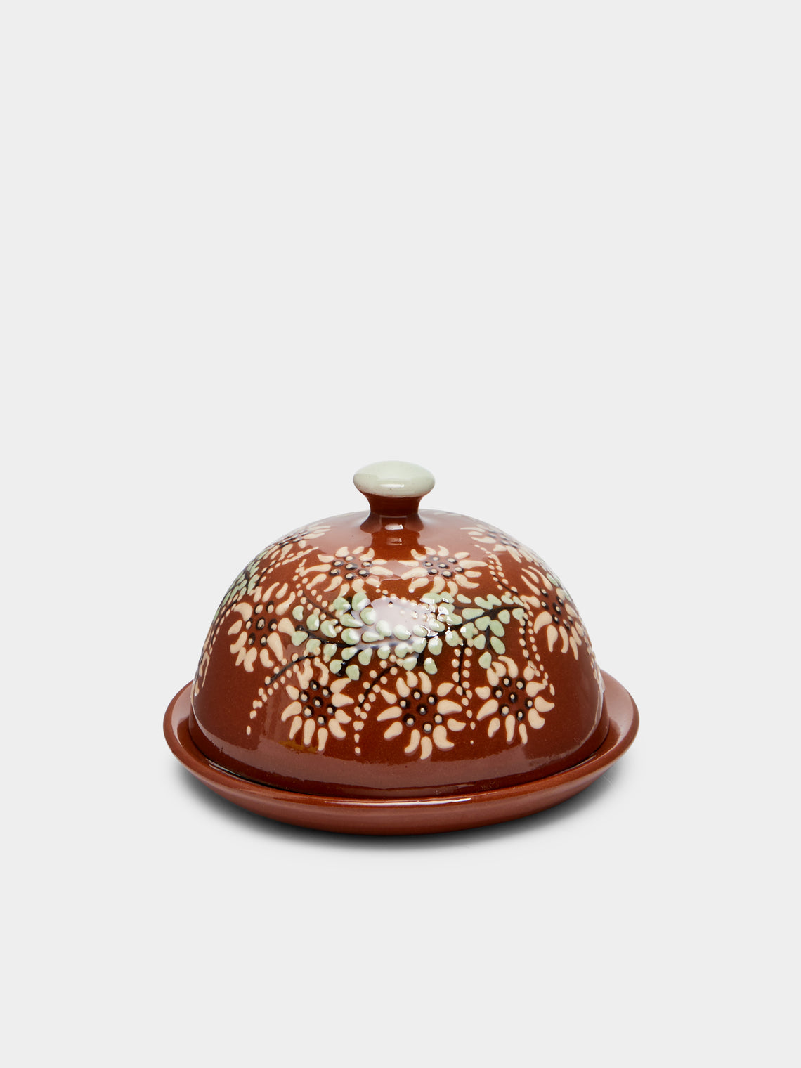 Poterie d’Évires - Flowers Hand-Painted Ceramic Small Butter Dish -  - ABASK - 