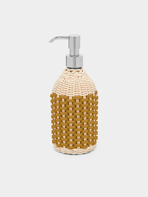 Giobagnara - Rouen Leather and Rattan Soap Dispenser - Yellow - ABASK - 