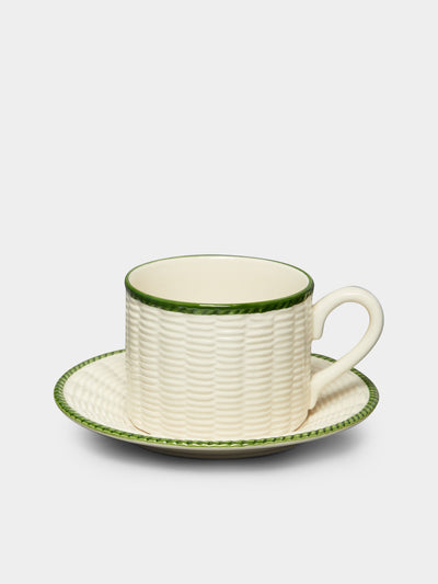 Este Ceramiche - Wicker Hand-Painted Ceramic Teacups and Saucers (Set of 4) -  - ABASK - 