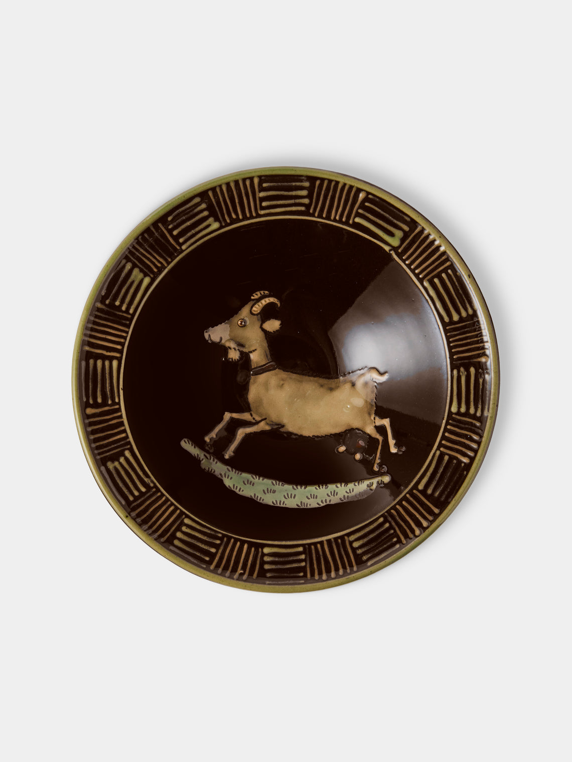 Poterie d’Évires - Animals Hand-Painted Ceramic Breakfast Bowls (Set of 4) - Dark Brown - ABASK