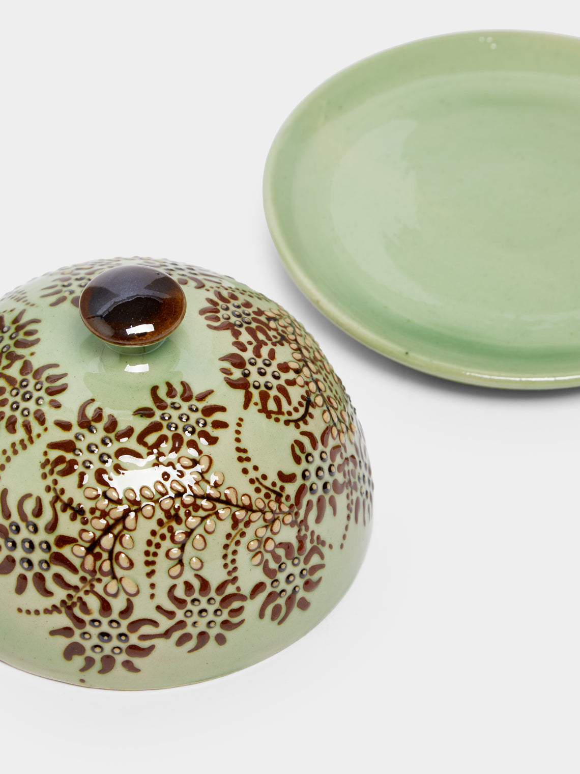 Poterie d’Évires - Flowers Hand-Painted Ceramic Small Butter Dish -  - ABASK