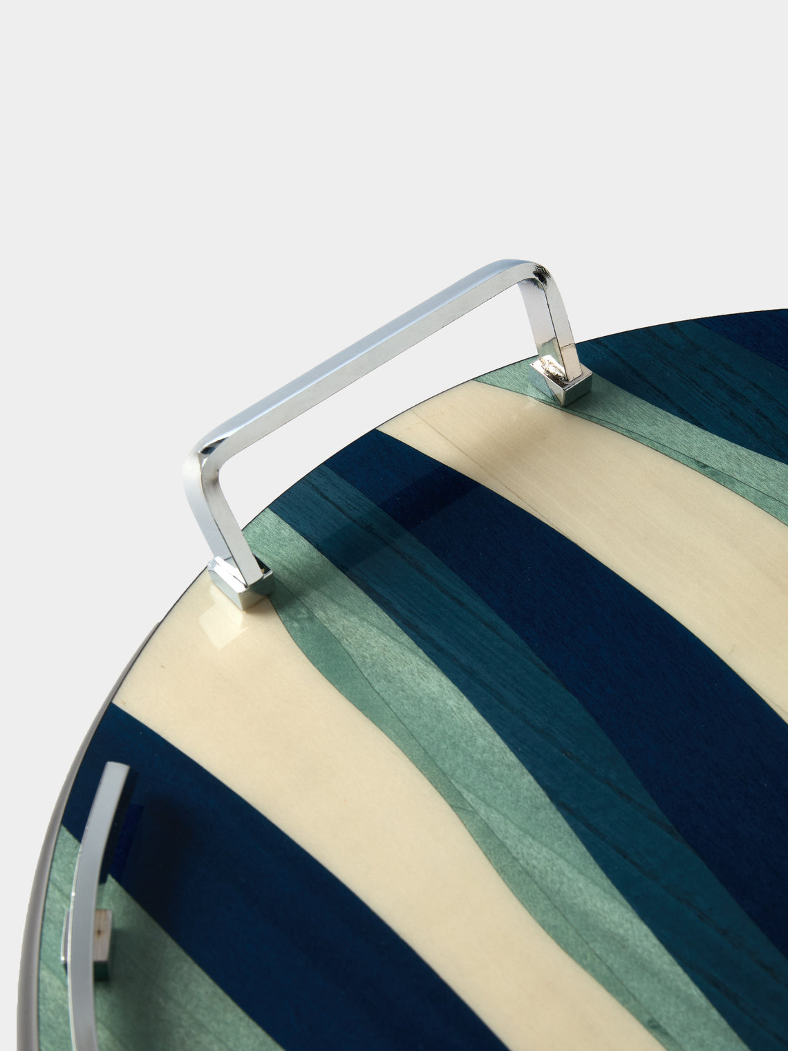 Mastellone Giuseppe - Wood Inlay Tray (12.5in/32cm) - Blue - ABASK