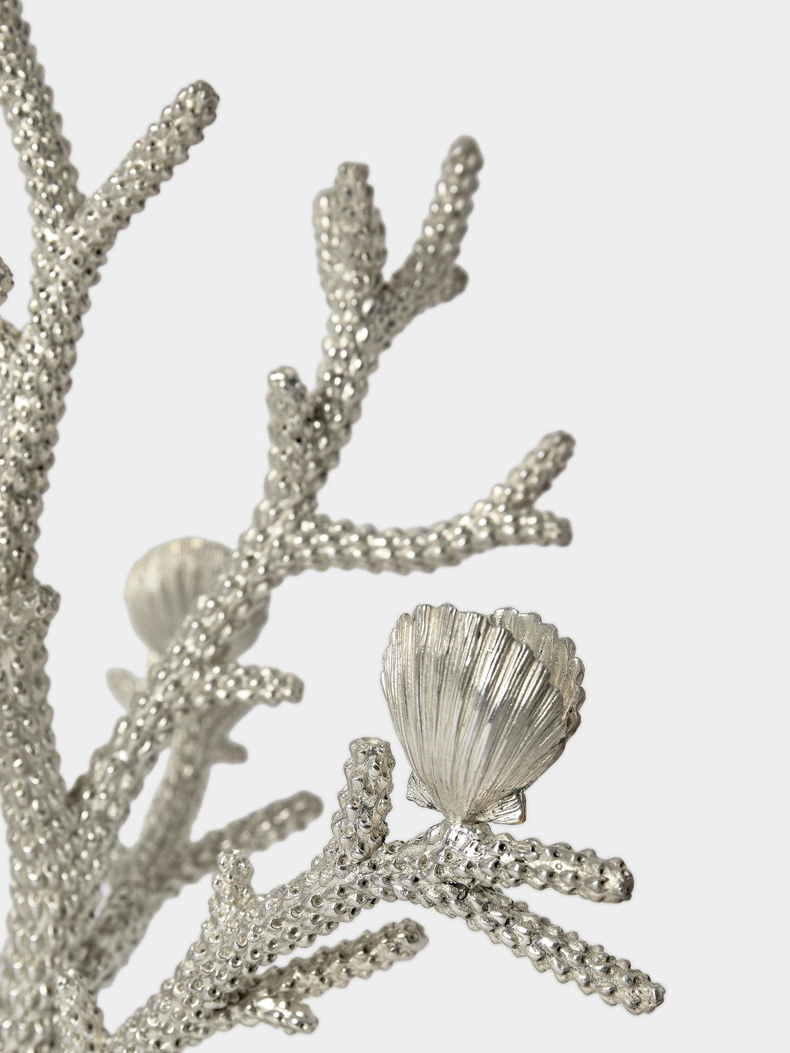Objet Luxe - Coral and Clam Shells Mother-of-Pearl and Silver-Plated Candle Holder - Silver - ABASK