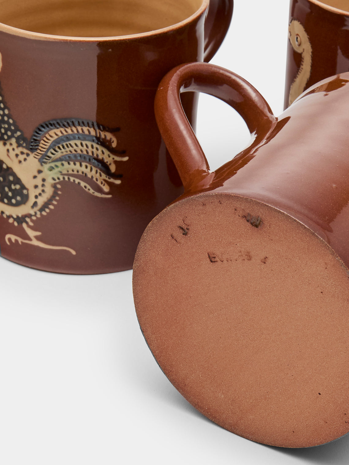 Poterie d’Évires - Animals Hand-Painted Ceramic Mugs (Set of 6) - Light brown - ABASK