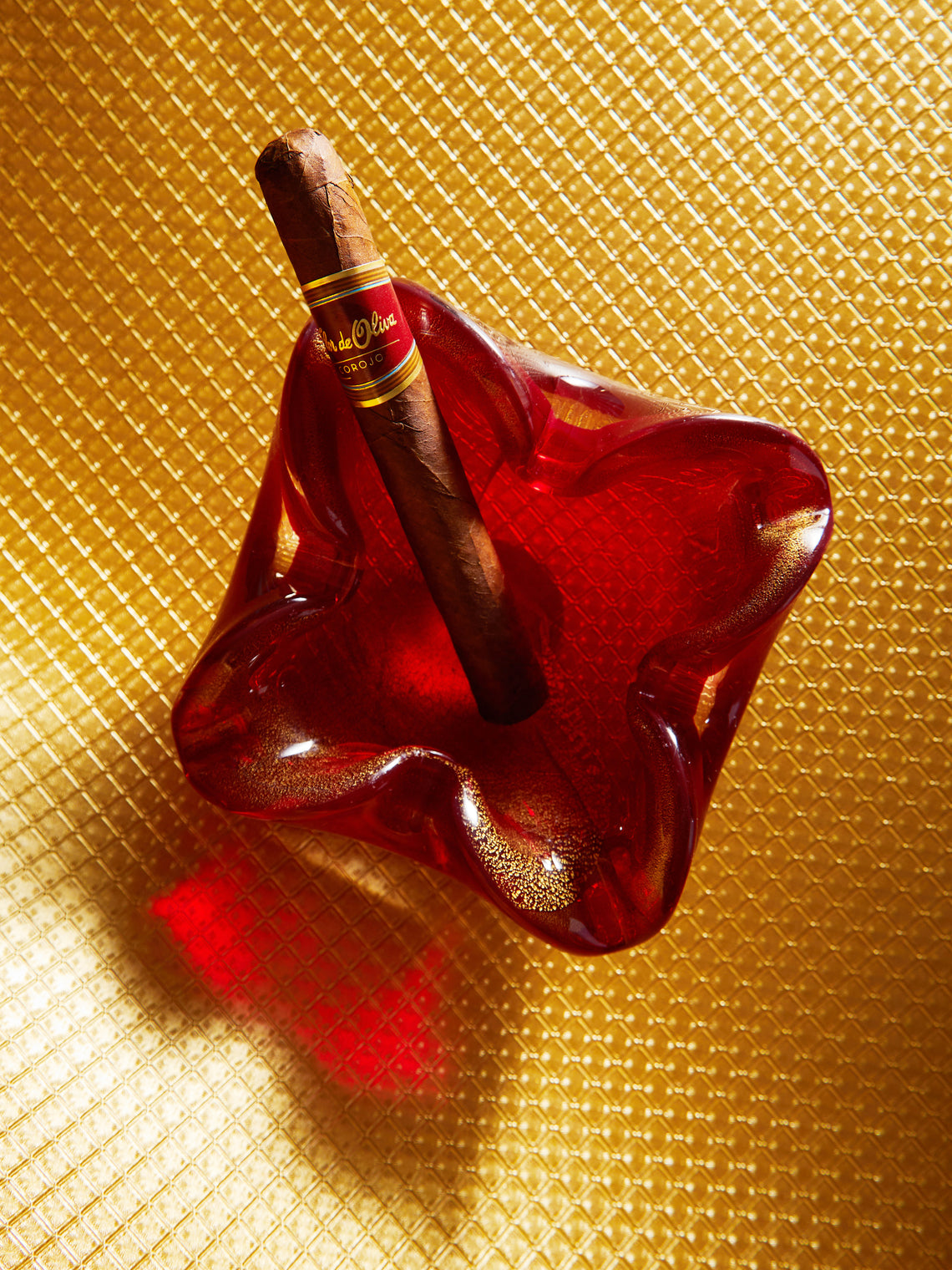 Antique and Vintage - Mid-Century Czech Glass Ashtray - Red - ABASK