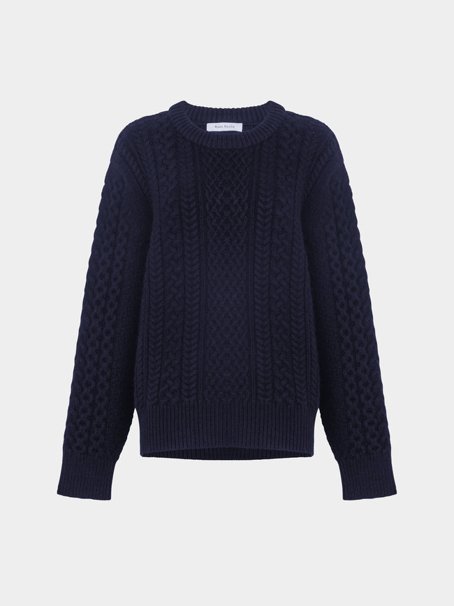 Ryan Roche - Cashmere Cable-Knit Crew-Neck Sweater -  - ABASK - 