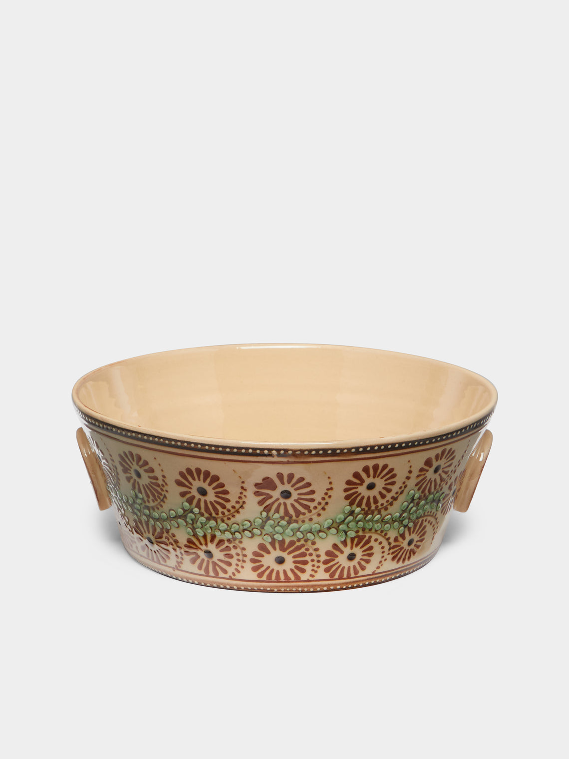 Poterie d’Évires - Flowers Hand-Painted Ceramic Handled Serving Bowl -  - ABASK - 