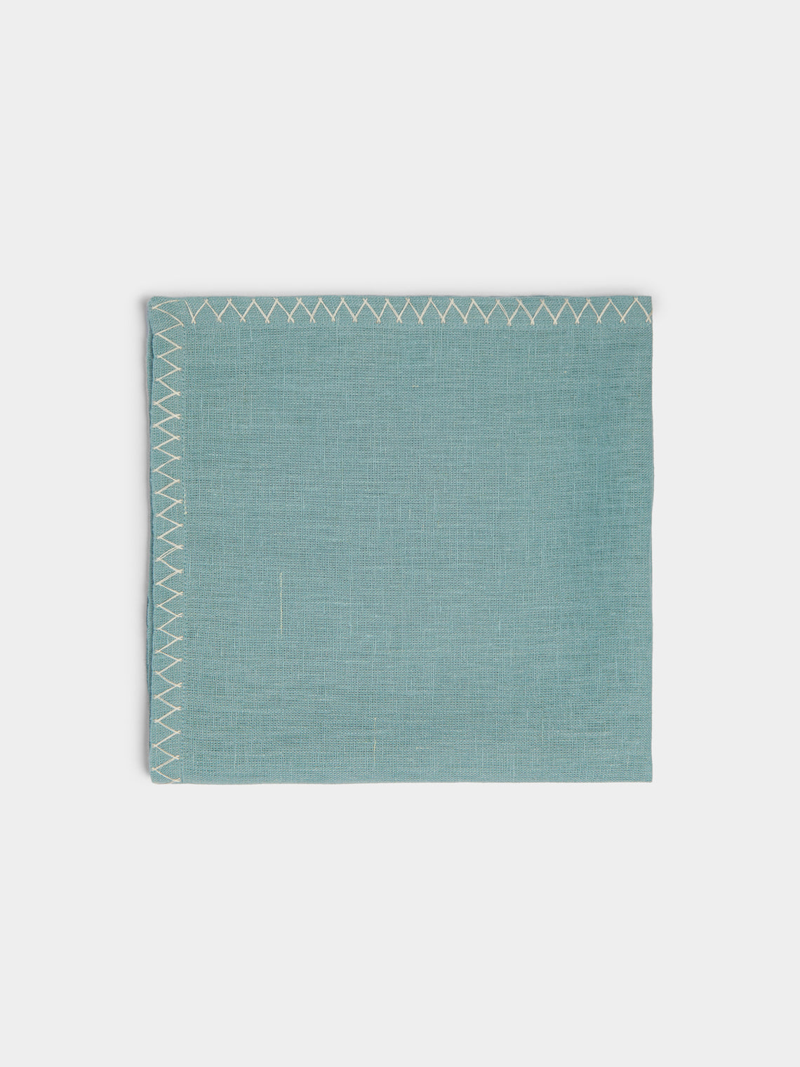 Anut - Zigzag Hand-Embroidered Linen Napkins (Set of 4) -  - ABASK - 