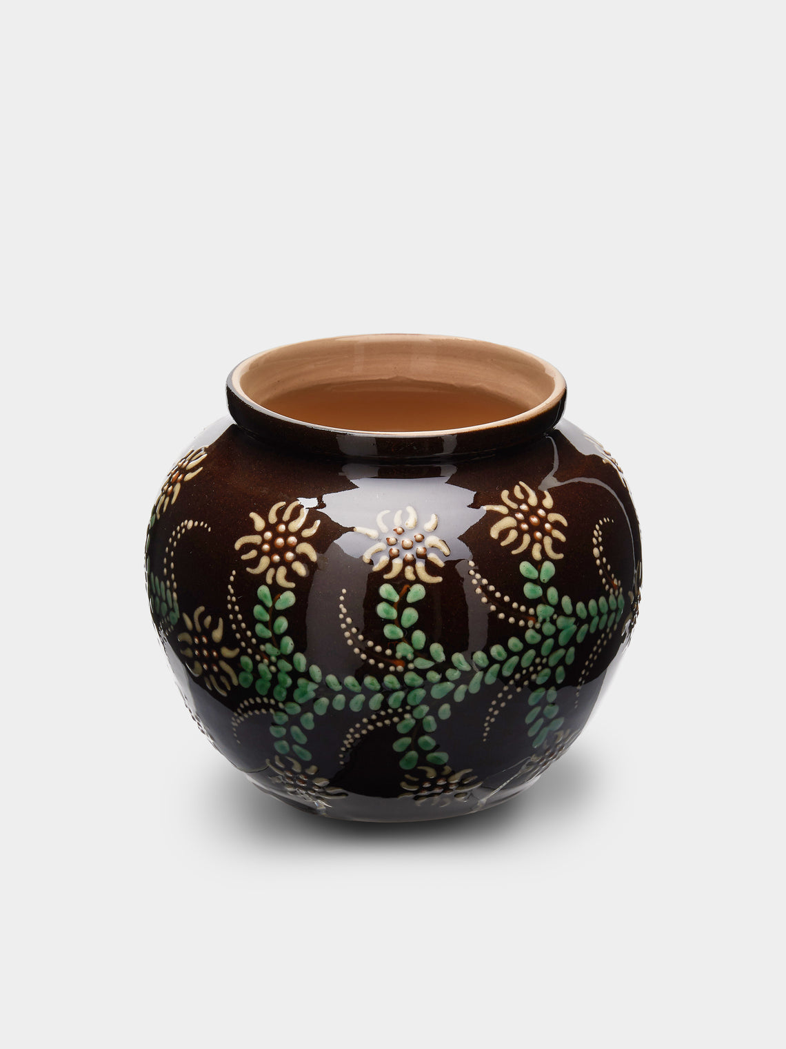 Poterie d’Évires - Flowers Hand-Painted Ceramic Small Round Vase -  - ABASK - 