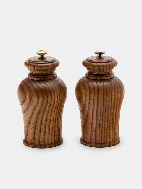 Yamani Woodworks - Hand-Turned Wood Salt and Pepper Mills (Set of 2) - Brown - ABASK - 