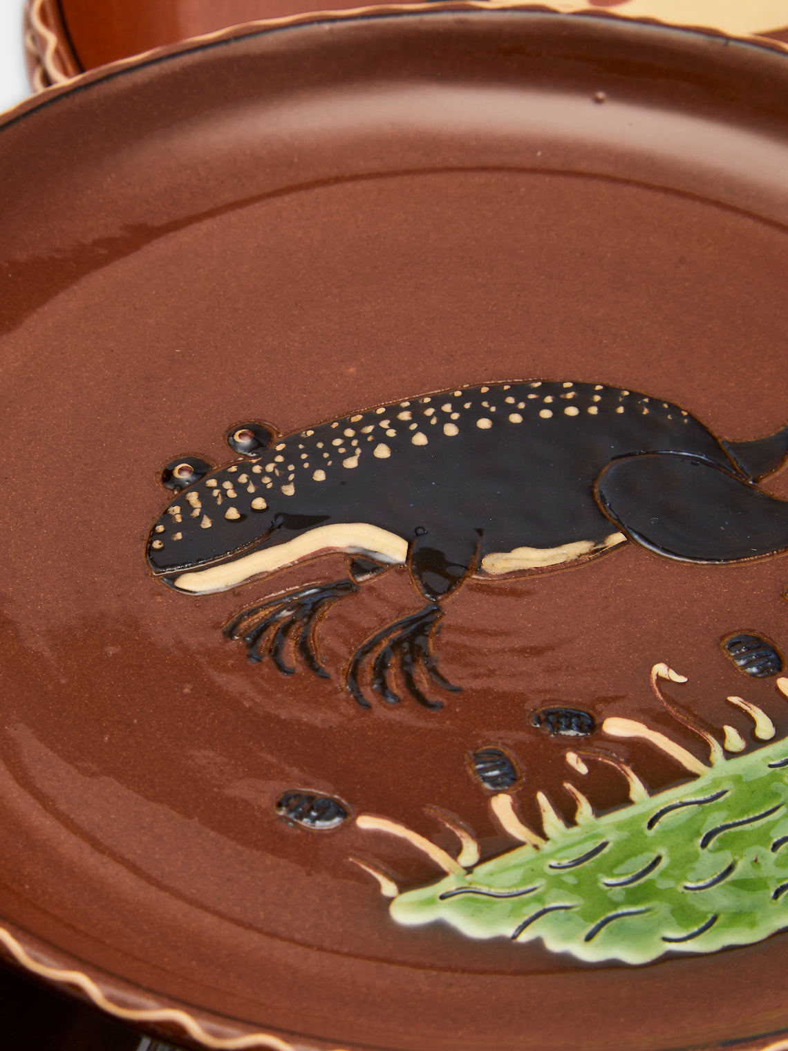 Poterie d’Évires - Animals Hand-Painted Ceramic Side Plates (Set of 6) - Light brown - ABASK