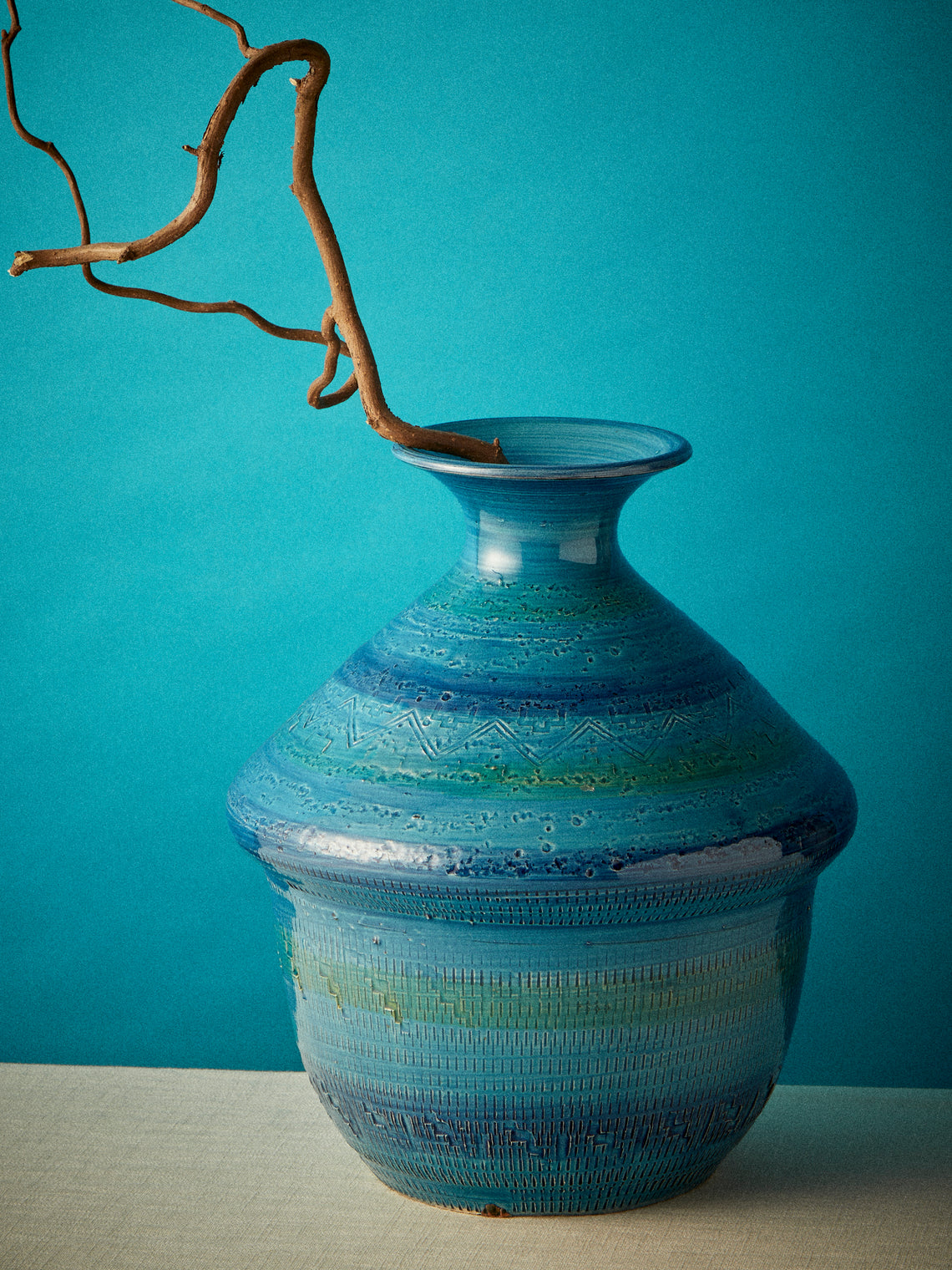 Antique and Vintage - MID CENTURY BITOSSI SMALL VASE - Blue - ABASK