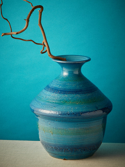 Antique and Vintage - MID CENTURY BITOSSI SMALL VASE - Blue - ABASK