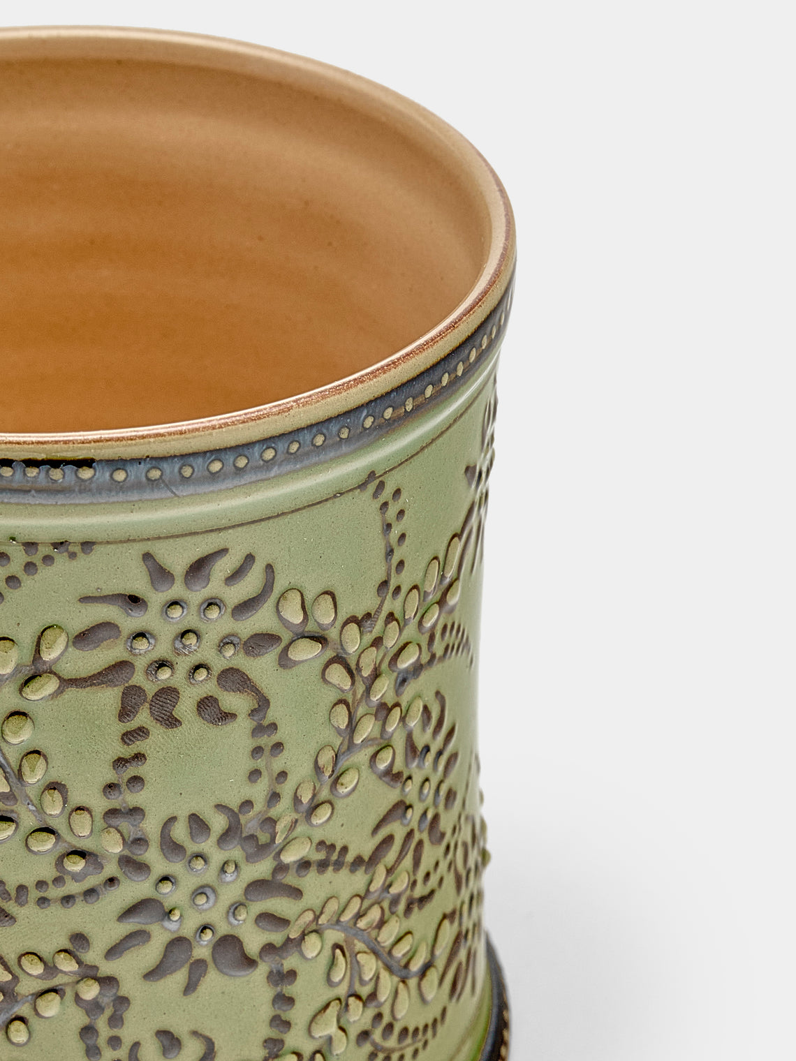 Poterie d’Évires - Flowers Hand-Painted Ceramic Small Lidded Jar - Green - ABASK