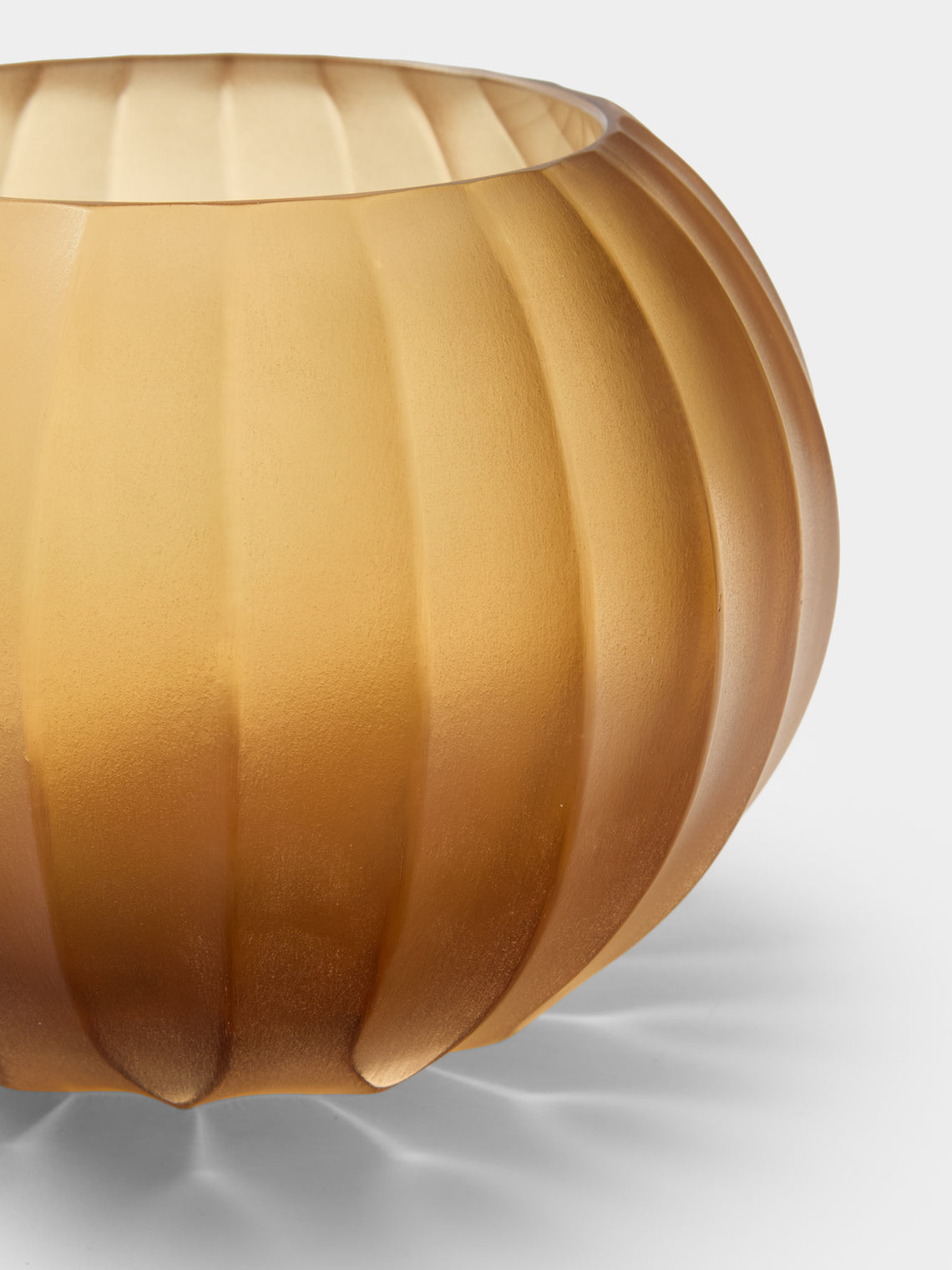 Micheluzzi Glass - Bocia Miele Coste Hand-Blown Murano Glass Vase (6in/15cm) - Yellow - ABASK