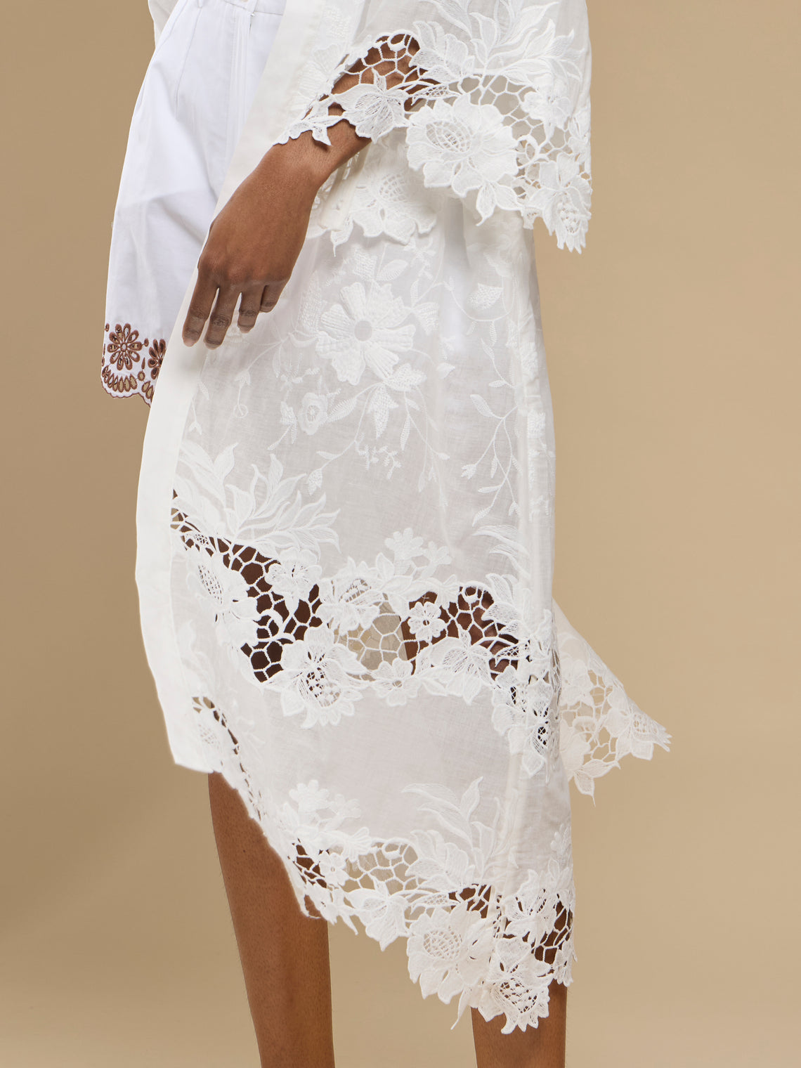 Loretta Caponi - Ansedonia Embroidered Cotton Robe | Size: S - White - ABASK