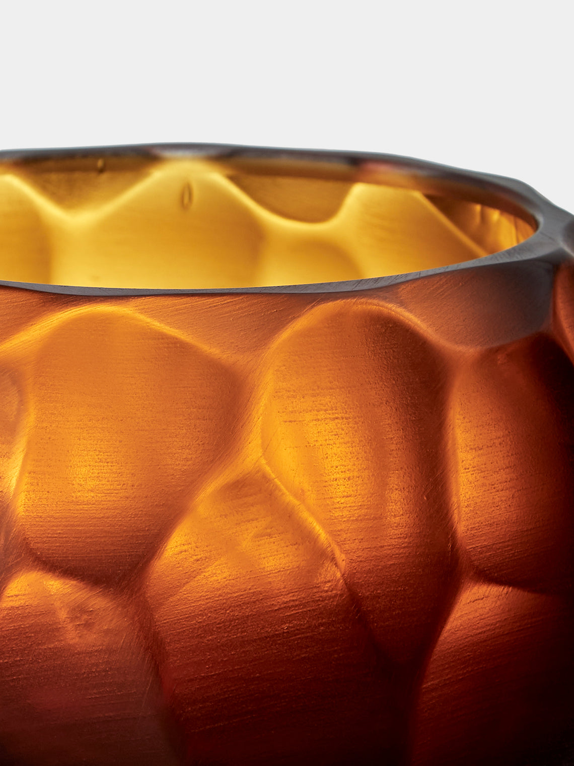 Micheluzzi Glass - Bocia Ambra Bamboo Hand-Blown Murano Glass Vase (6in/15cm) - Orange - ABASK