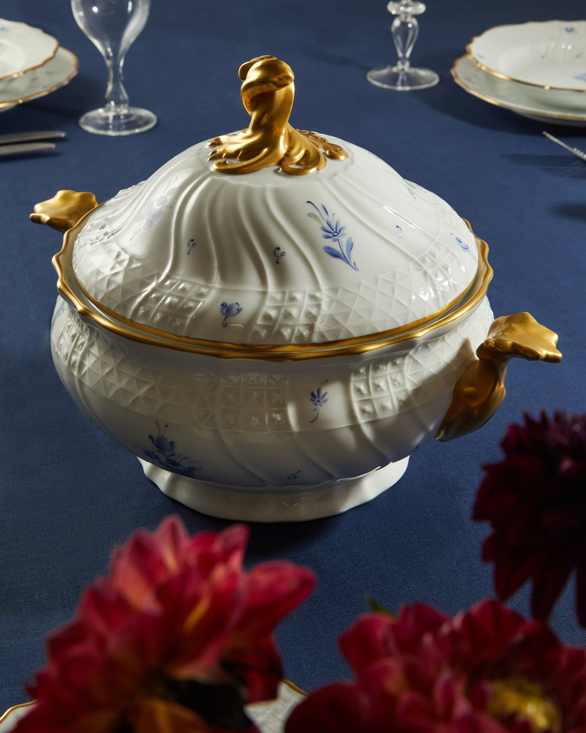 Antique and Vintage - 1960s Lorenz Hutschenreuther Hand-Painted Porcelain Lidded Serving Dish -  - ABASK