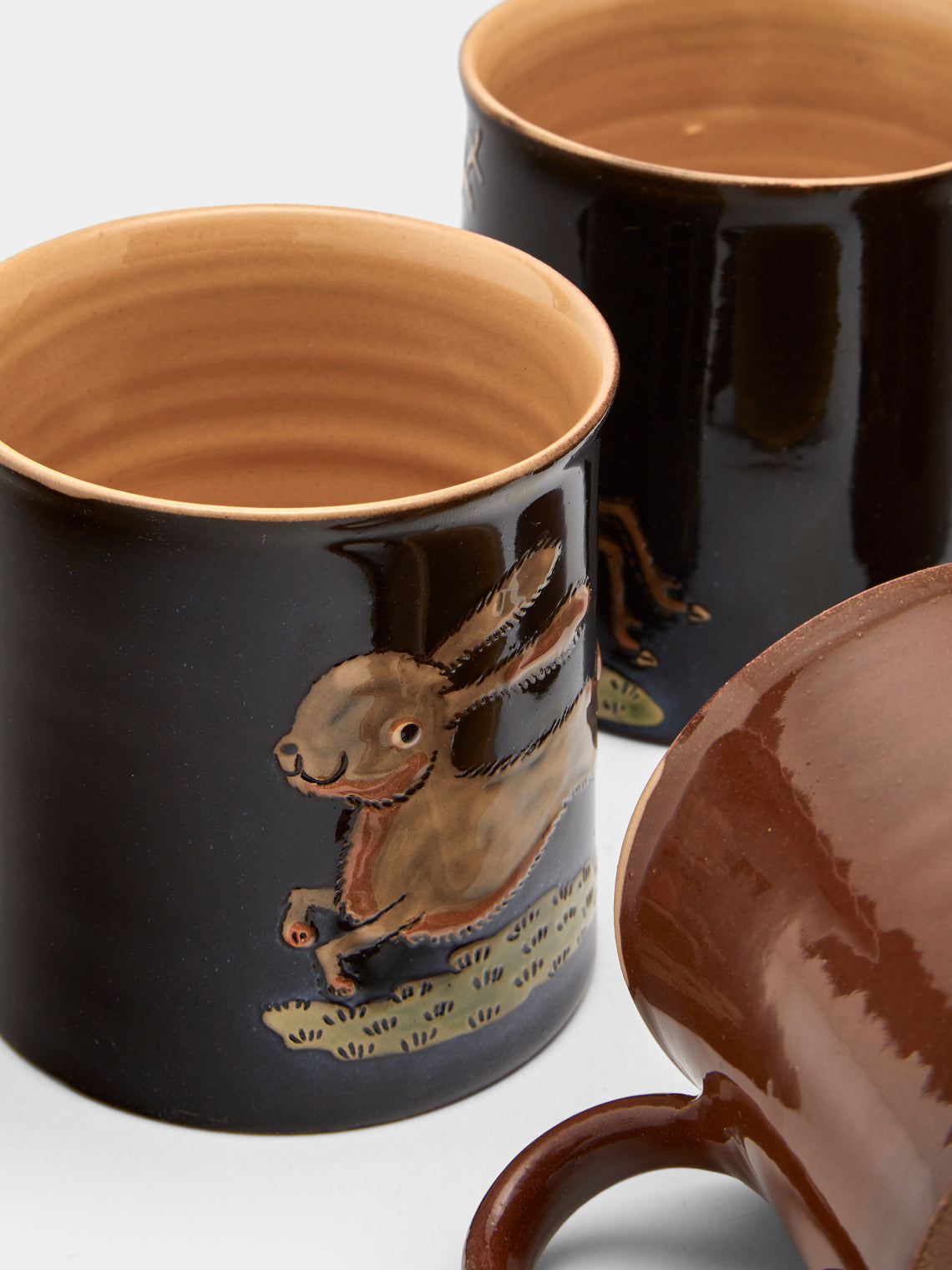 Poterie d’Évires - Safari Hand-Painted Ceramic Mugs (Set of 6) - Light brown - ABASK