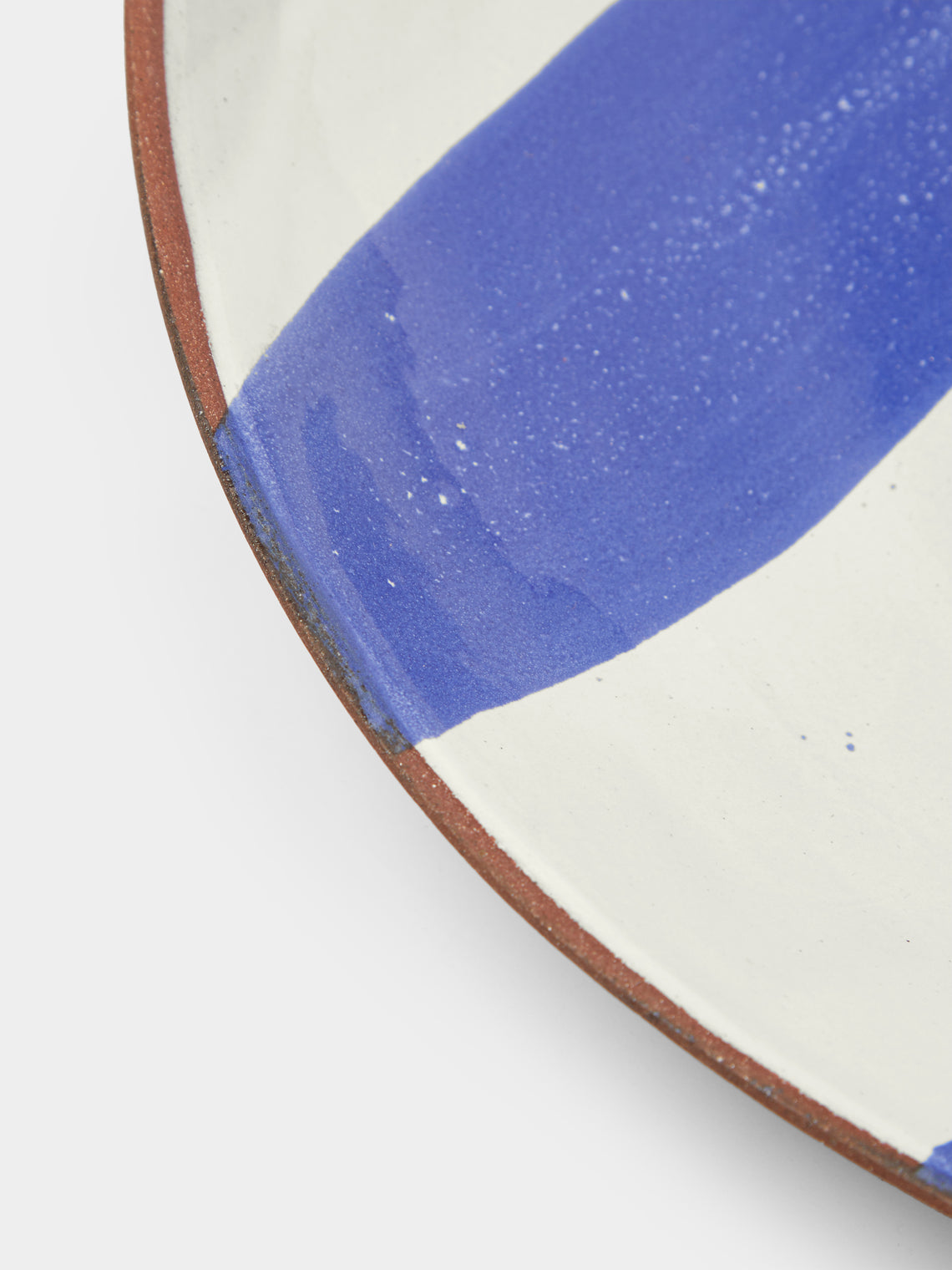 Silvia K Ceramics - Hand-Glazed Terracotta Large Serving Bowl with Leather Handle -  - ABASK