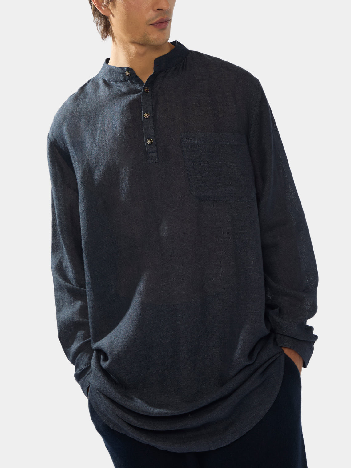 Men's Juban Cashmere and Linen Tunic Length Kurta | Size: M