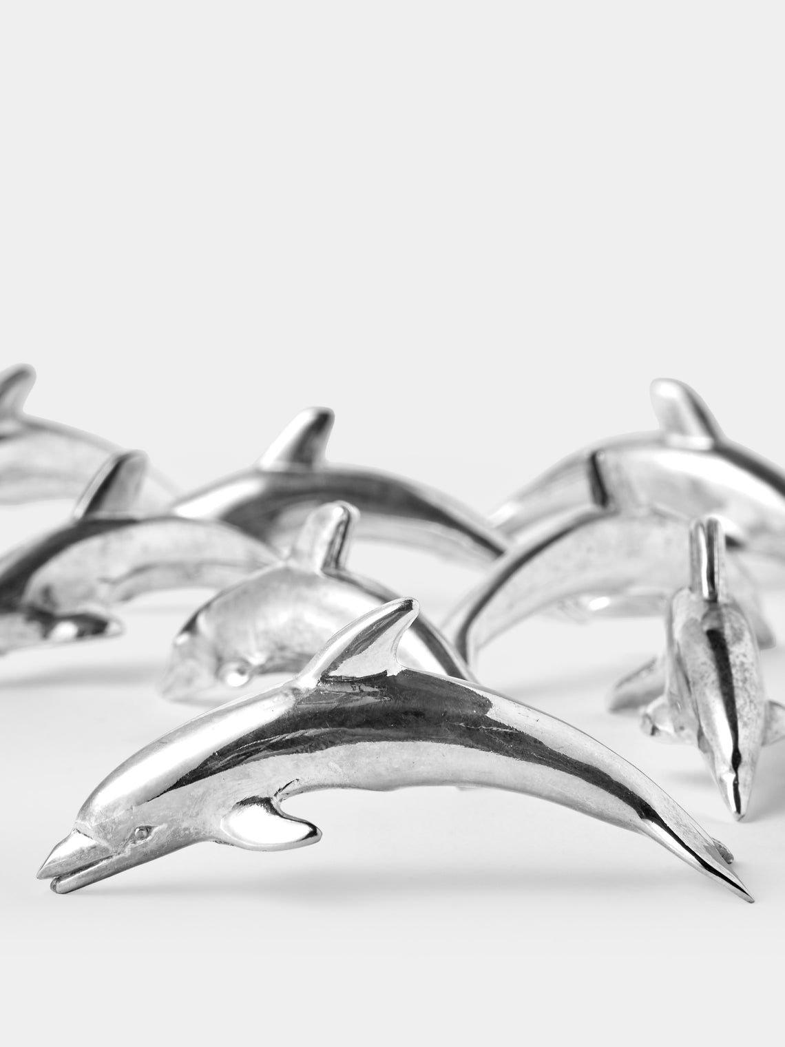 Antique and Vintage - Mid-Century Silver-Plated Dolphin Knife Rests (Set of 8) - Silver - ABASK