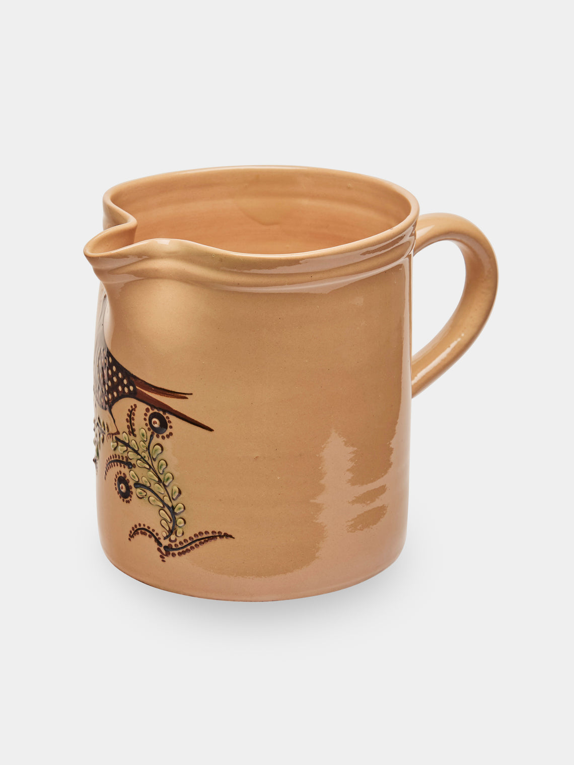 Poterie d’Évires - Birds Hand-Painted Ceramic Straight-Edge Jug (70.5oz/2L) - Cream - ABASK - 