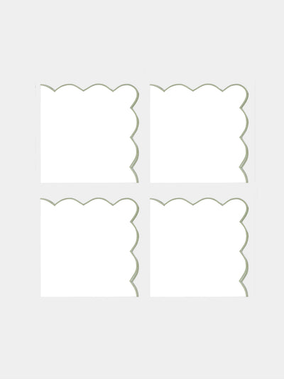 Angela Wickstead - Diletta Scalloped Linen Napkins (Set of 4) - Light green - ABASK - 
