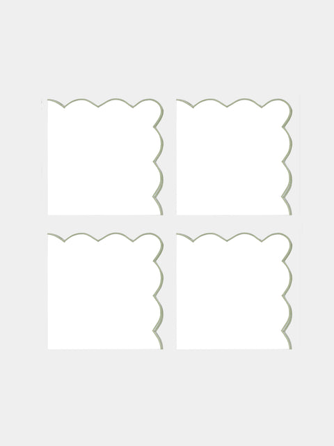 Angela Wickstead - Diletta Scalloped Linen Napkins (Set of 4) - Light green - ABASK - 