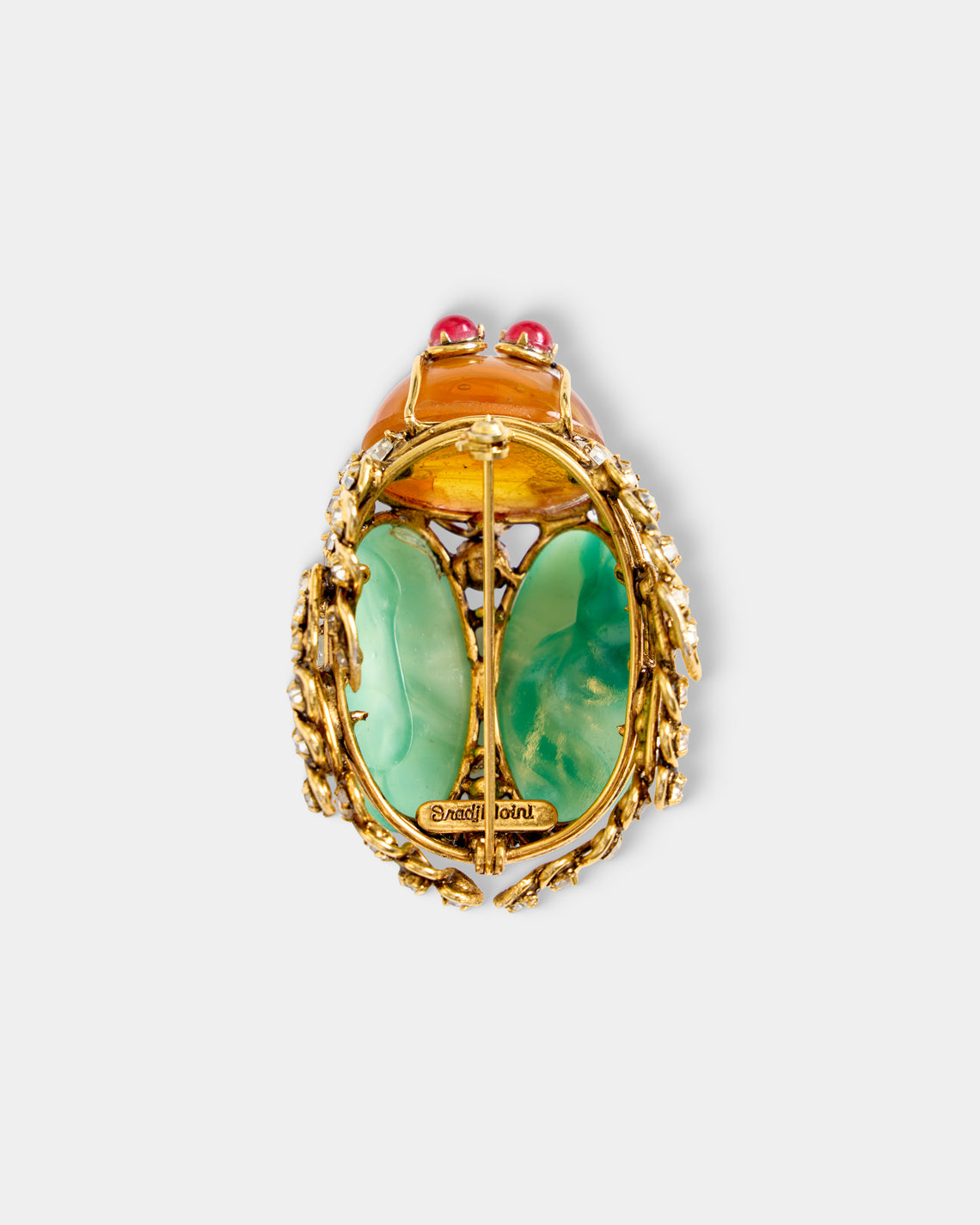Mahnaz Collection - Women's Vintage 1990 Iradj Moini Yellow Gold and Crystal Brooch Pendant - Multiple - ABASK