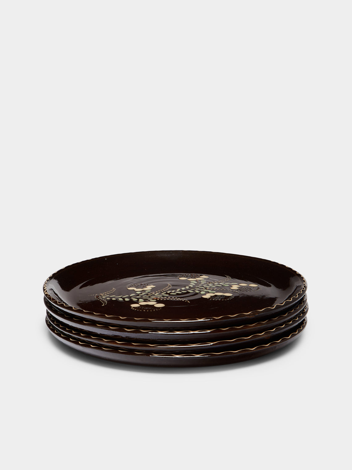 Poterie d’Évires - Flowers Hand-Painted Ceramic Dinner Plates (Set of 4) -  - ABASK