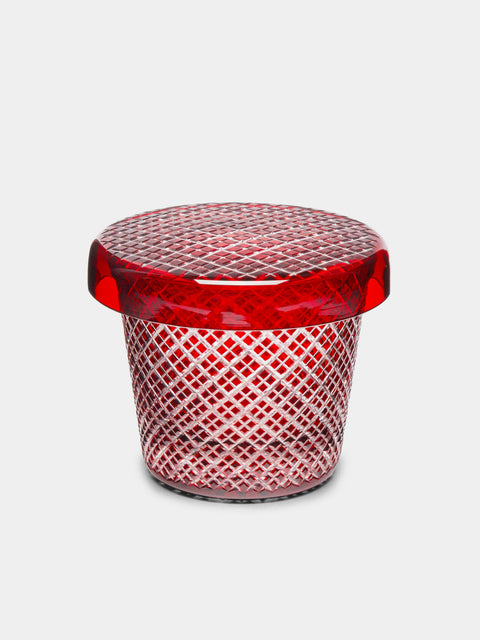Hirota Glass - Edo Kiroko Hand-Cut Lidded Glass - Red - ABASK - 