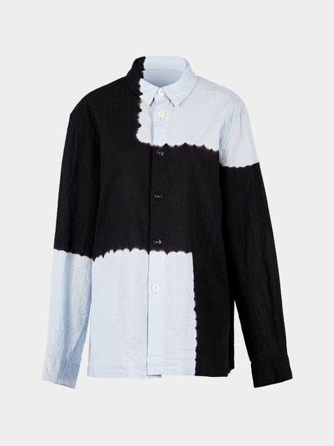 Suzusan - Boshi Shibori Cotton Crinkled Overshirt | Size: M - Black - ABASK - 