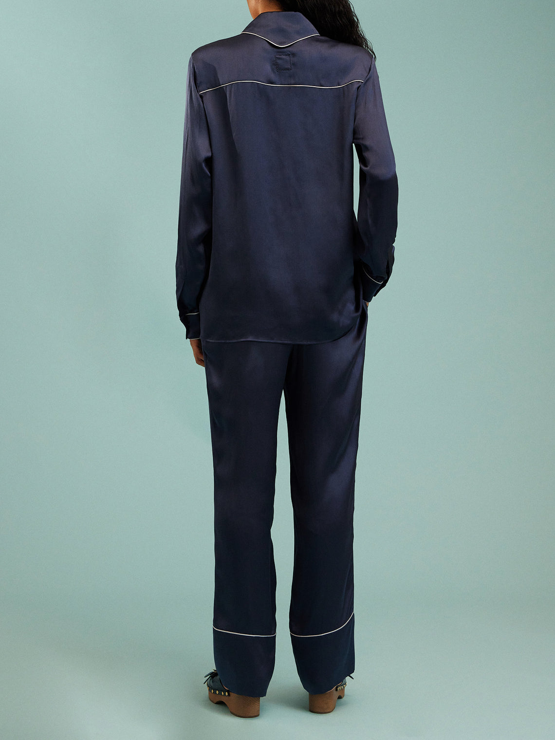Dorso - Bandana Silk Pajama Set | Size: S - Navy - ABASK