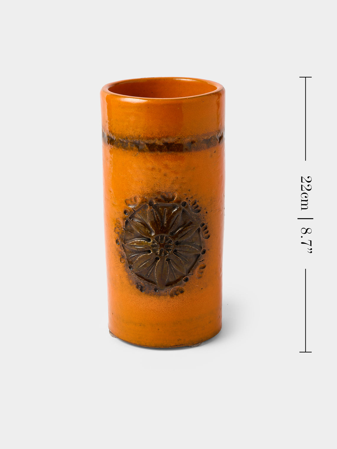 Antique and Vintage - 1980s Bitossi Ceramiche Sevilla Ceramic Vase (8.5in/22cm) - Orange - ABASK