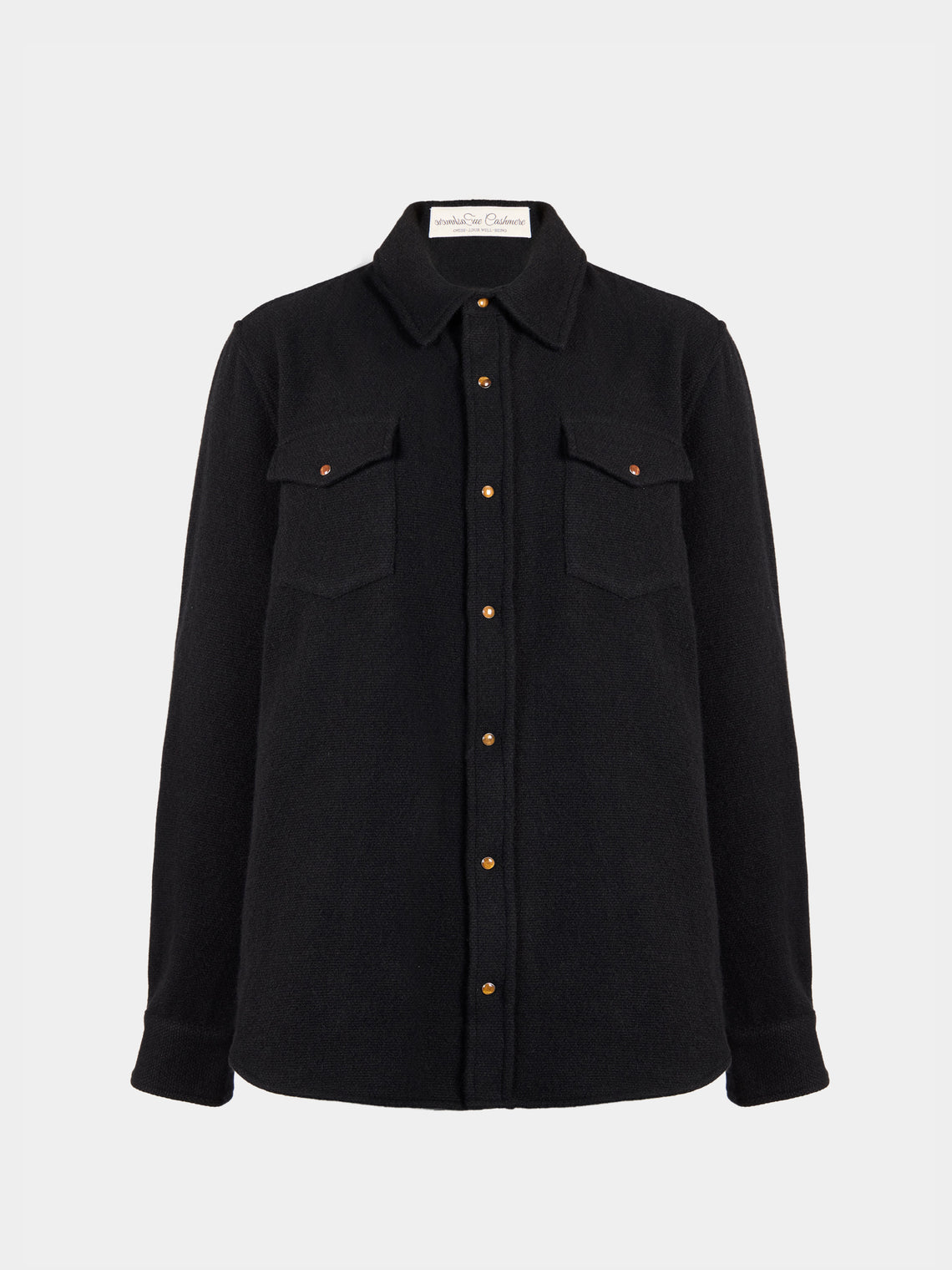 God's True Cashmere - Cashmere Shirt | Size: M - Black - ABASK - 