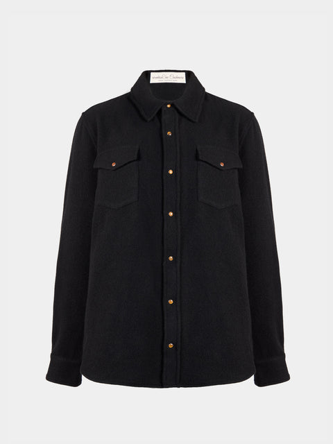 God's True Cashmere - Cashmere Shirt | Size: M - Black - ABASK - 