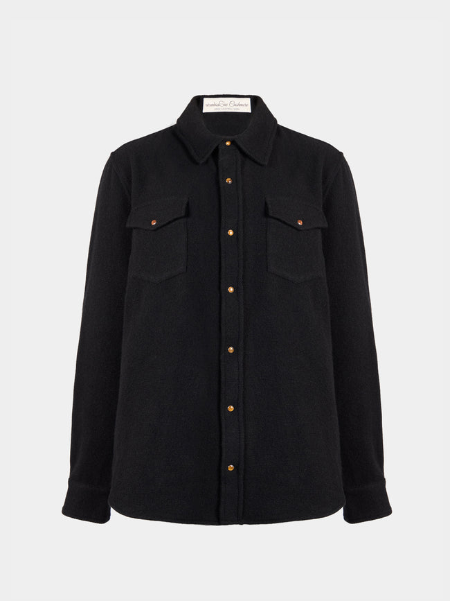 God's True Cashmere - Cashmere Shirt | Size: M - Black - ABASK - 