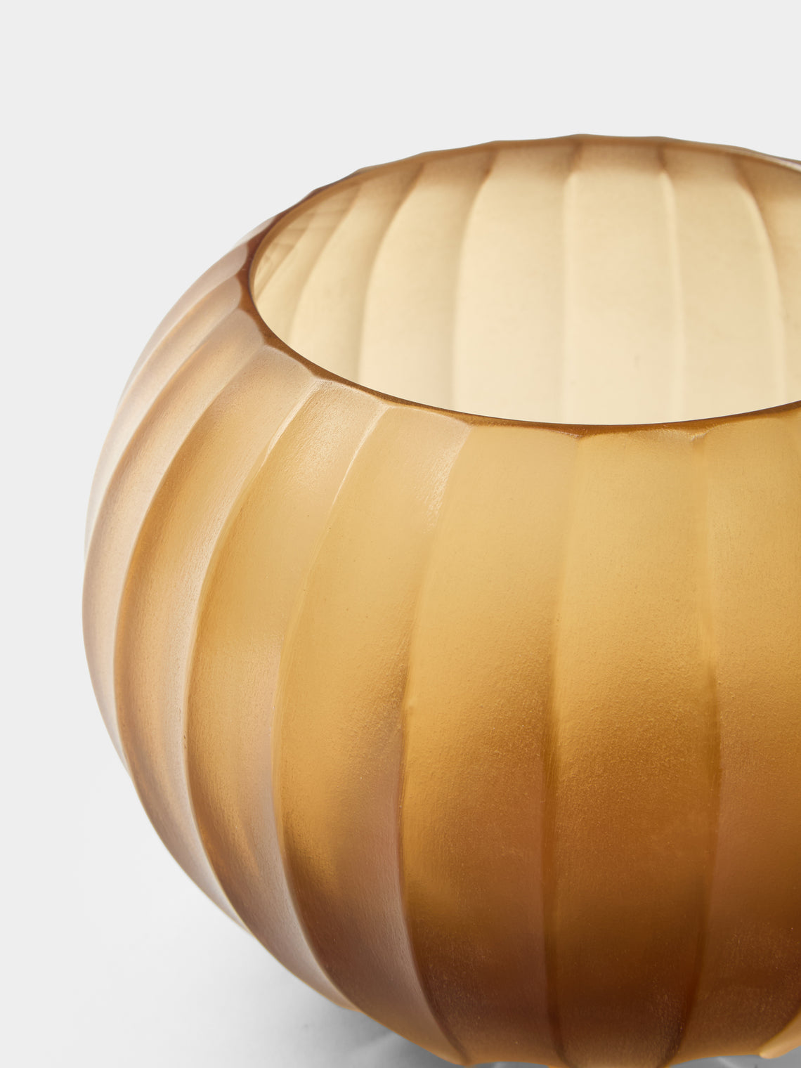 Micheluzzi Glass - Bocia Miele Coste Hand-Blown Murano Glass Vase (6in/15cm) - Yellow - ABASK